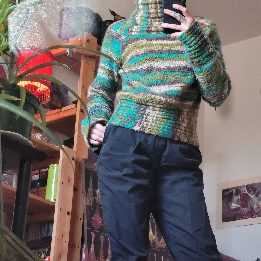 Diesel 90s Diesel Cowl Neck Knit Green Sweater Top - M - Picture 2 of 7